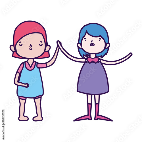 group little girls friends cartoon character