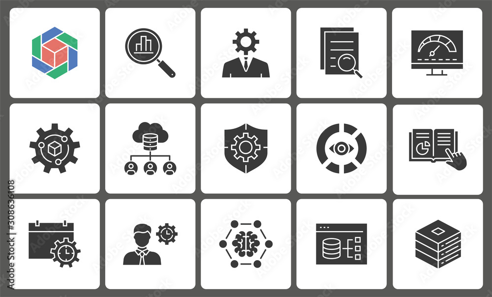 Business Intelligence icon set. Illustrations isolated on white. Business Intelligence icon set. Illustrations isolated on white.