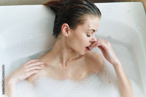 woman taking a bath