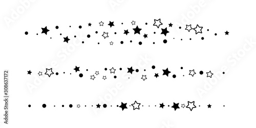 Stars shape dividers collection. Vector isolated horizontal borders