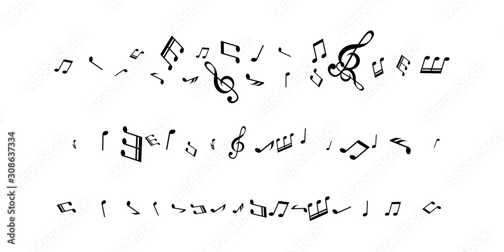 Music notes dividers collection. Vector isolated horizontal borders Music notes dividers collection. Vector isolated horizontal borders