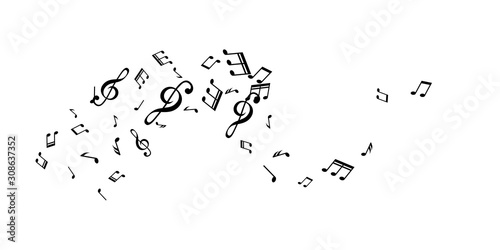 Music notes flying design elements. Vector isolated  decoration