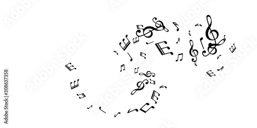 Music notes flying design elements. Vector isolated  decoration