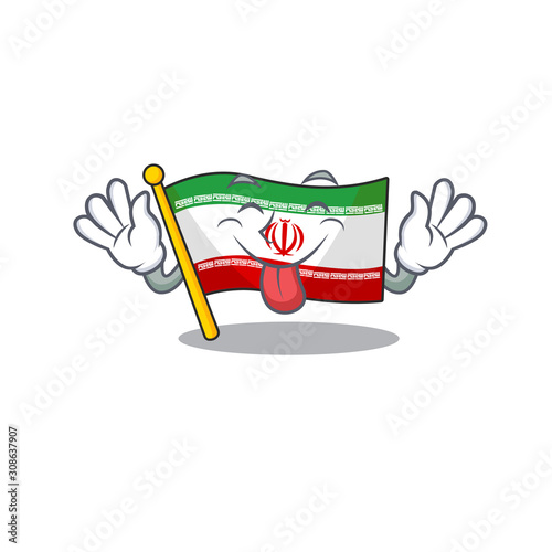 Super cute flag iran cartoon design with Tongue out