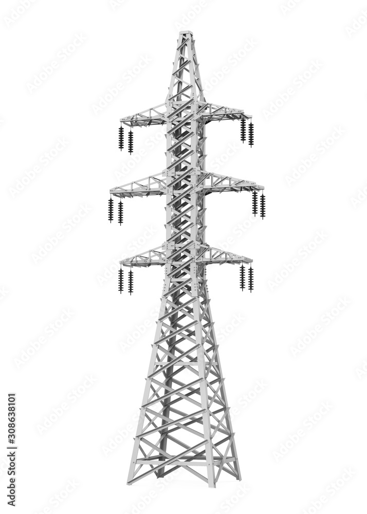 Electric Power Transmission Tower Isolated