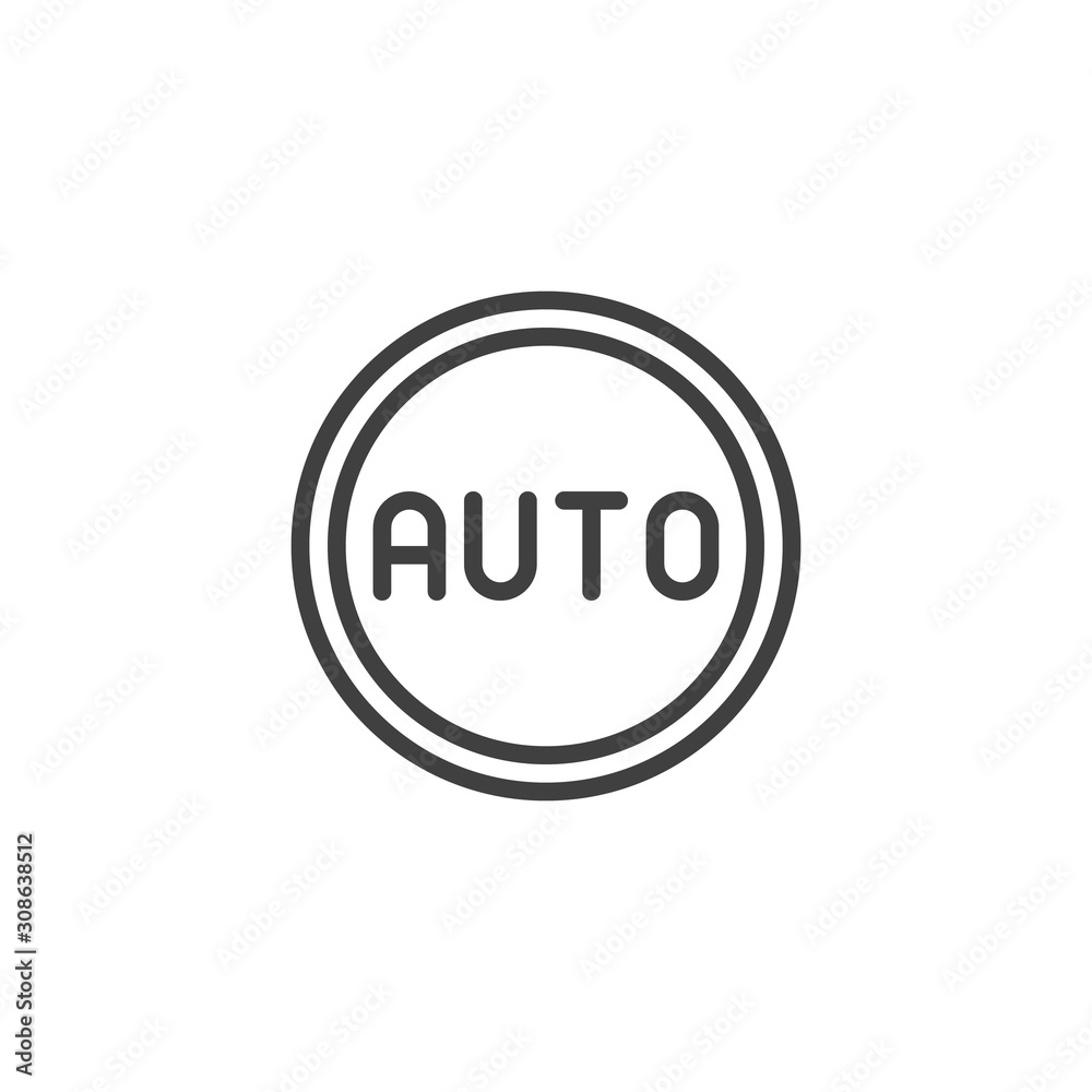 Automatic mode button line icon. linear style sign for mobile concept and web design. Auto, circle button outline vector icon. Symbol, logo illustration. Vector graphics Automatic mode button line icon. linear style sign for mobile concept and web design. Auto, circle button outline vector icon. Symbol, logo illustration. Vector graphics