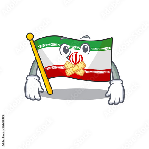 Flag iran mascot cartoon character style making silent gesture