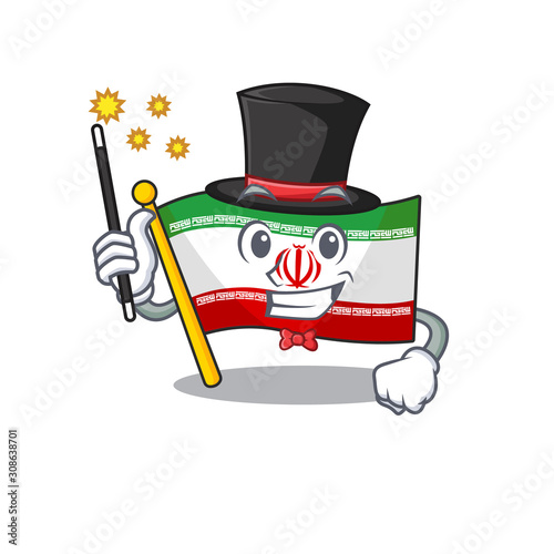 Cartoon character design of flag iran Magician style