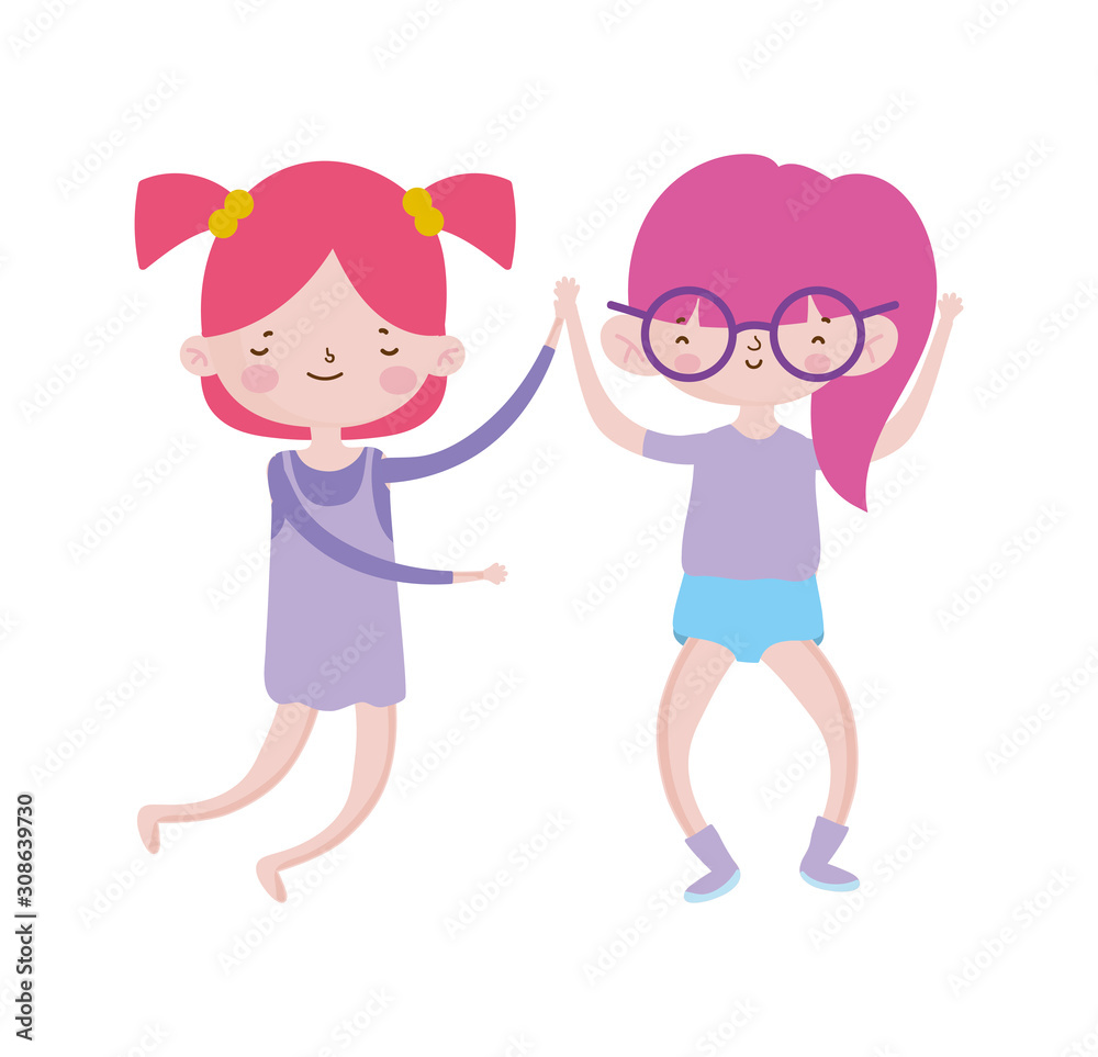 cute little girls holding hands friends cartoon characters cute little girls holding hands friends cartoon characters