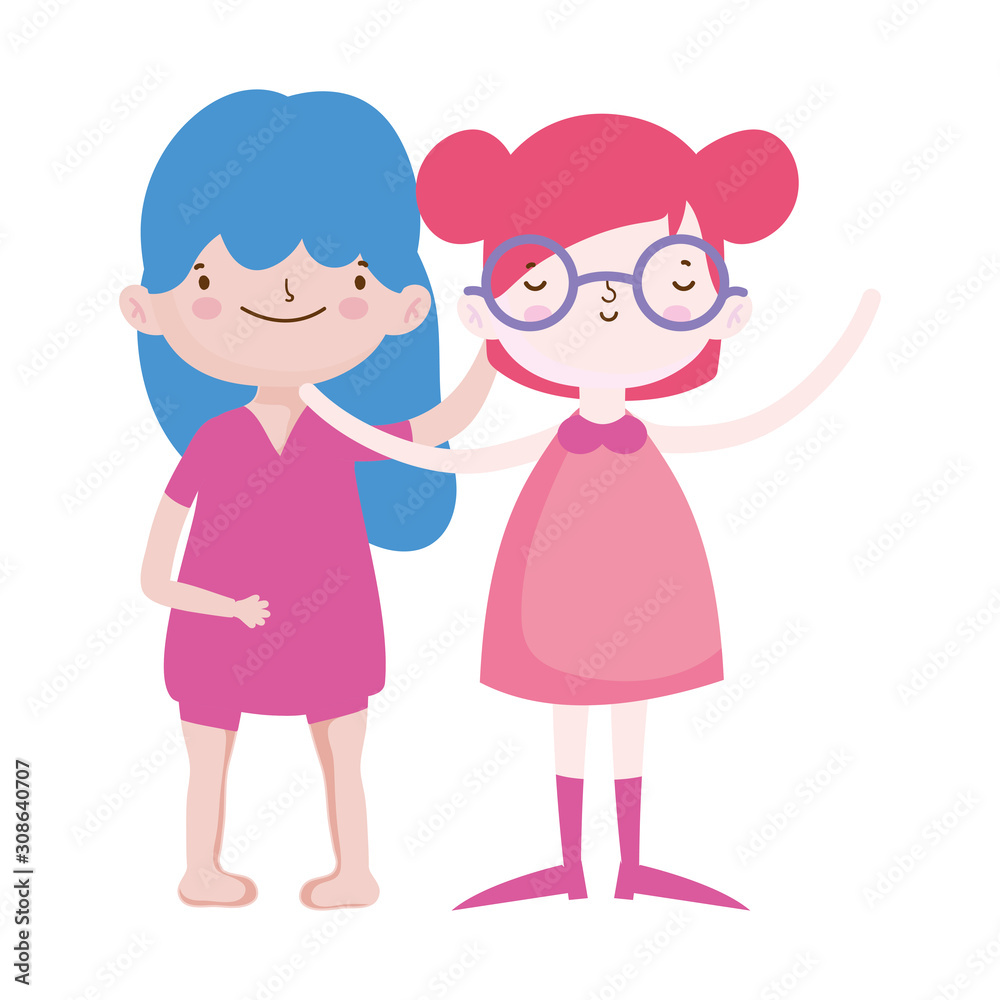 cute little girls happy friends cartoon characters cute little girls happy friends cartoon characters
