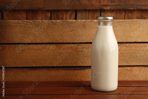 glass bottle with delicious milk..