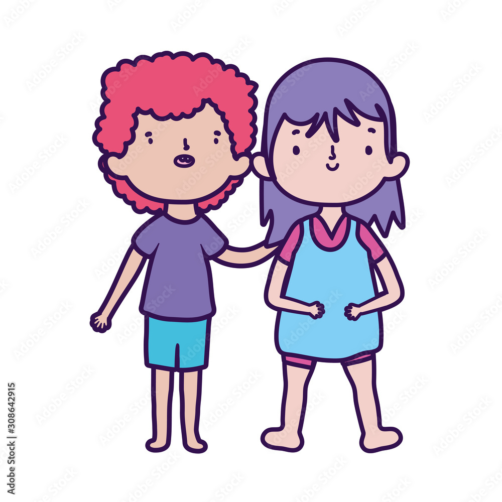 happy little boy and girl cartoon character happy little boy and girl cartoon character
