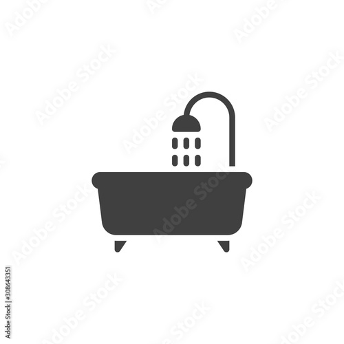 Bathtub shower vector icon. filled flat sign for mobile concept and web design. Bathroom bath glyph icon. Symbol, logo illustration. Vector graphics