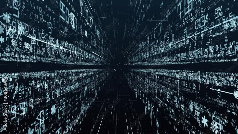 Collect and store large amounts of data. Abstract cloud or server. Files with digital program code are stored in the archive in an orderly manner. Large data streams of the global Internet.