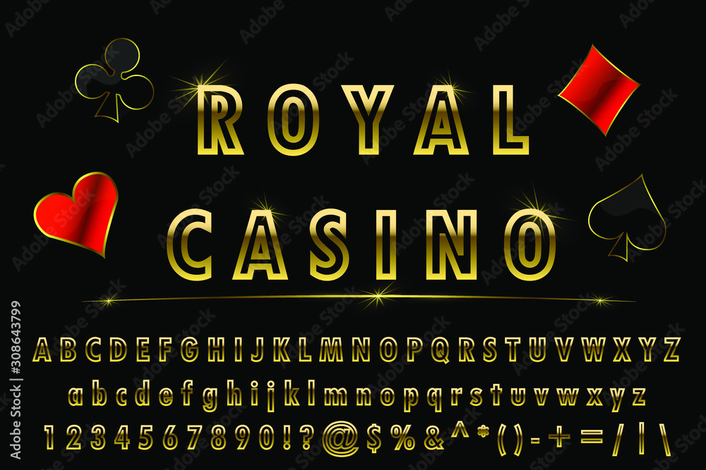 Vector luxury Sign Casino Night. Chic Rich Font. Glossy Black and ...