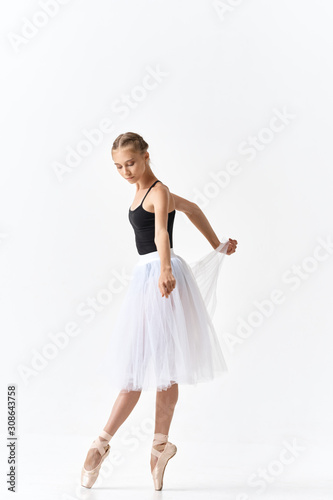 girl in a blue dress isolated on white