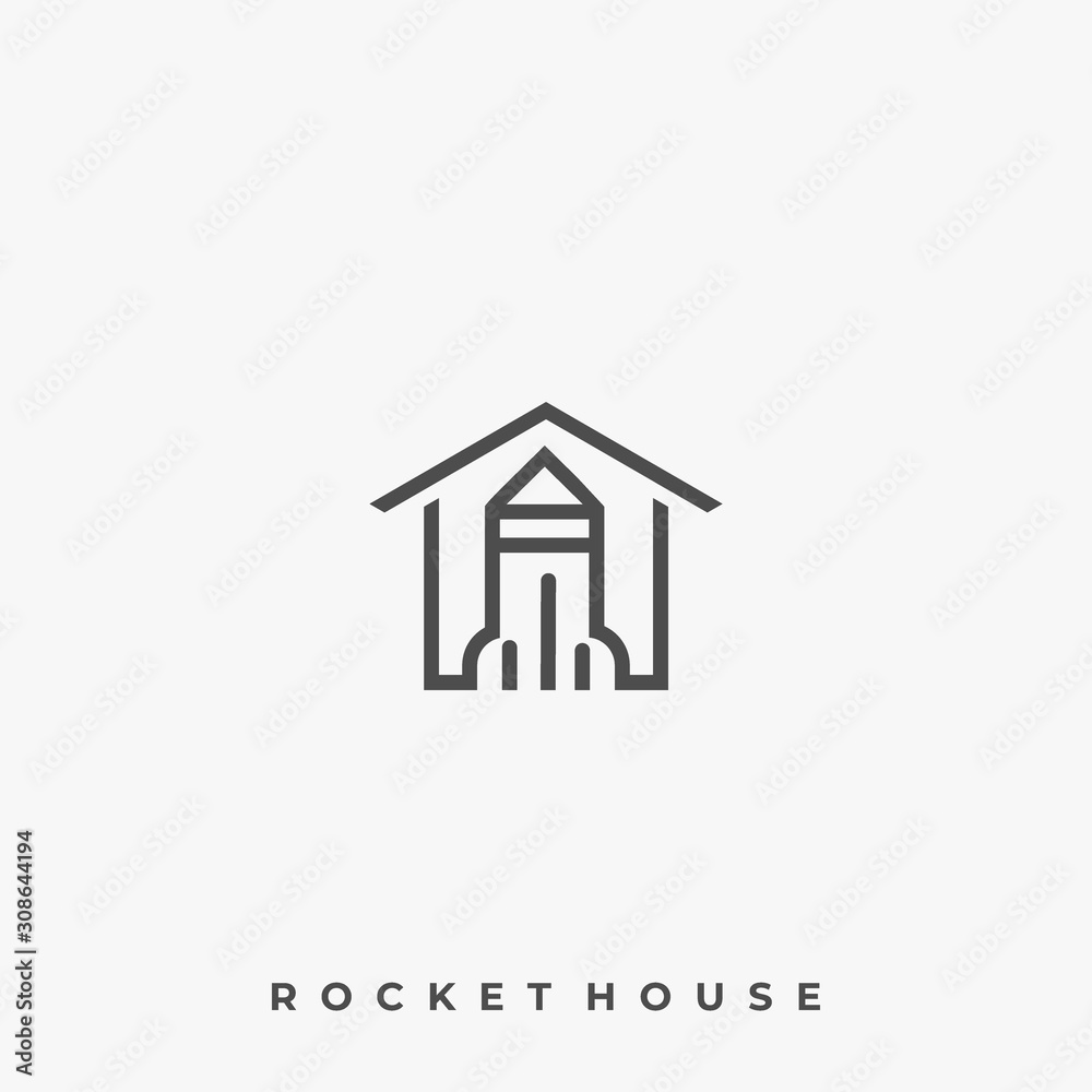 Rocket House Illustration Vector Template
