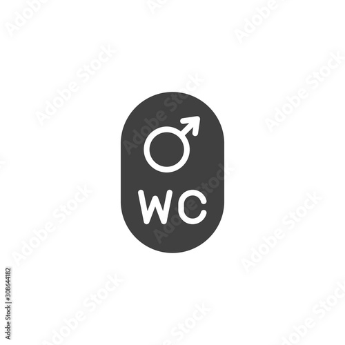 Male toilet vector icon. filled flat sign for mobile concept and web design. Gentleman WC glyph icon. Symbol, logo illustration. Vector graphics