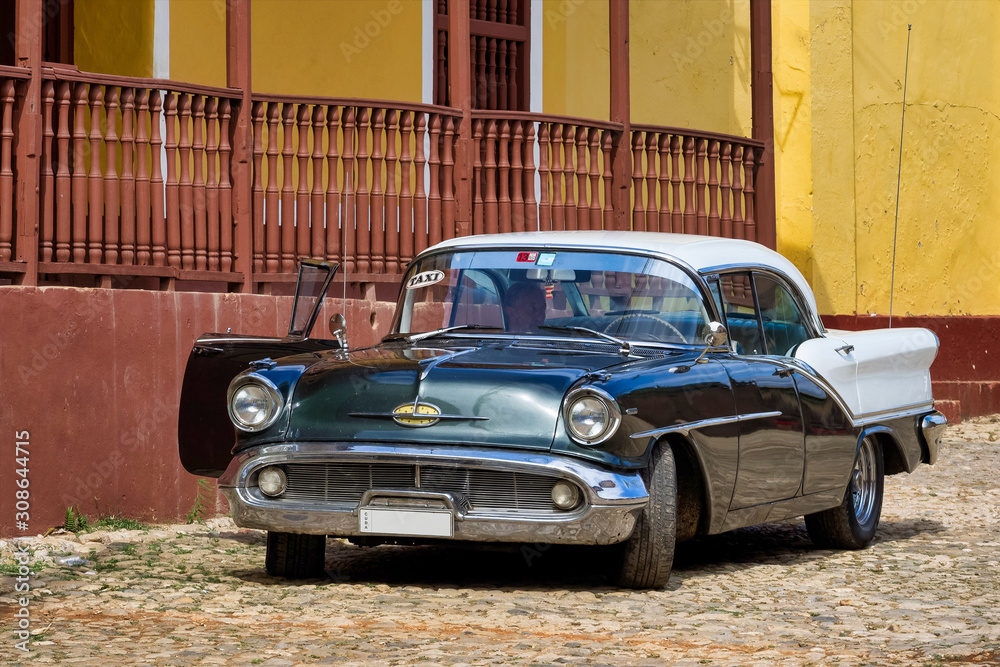 Classic american car on the streets of Trinidad in Cuba