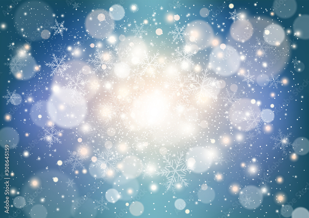 Obraz premium Winter background with snowflakes and glitter