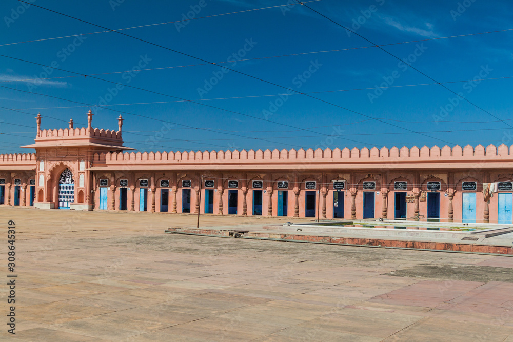 Courtyard of the Taj-ul-Masjid mosque in Bhopal, Madhya Pradesh state, India