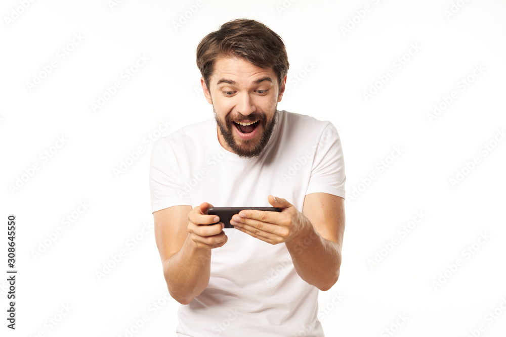 young man with remote control young man with remote control