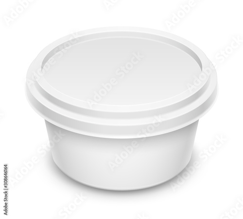 3D illustration of round container isolated on white background.