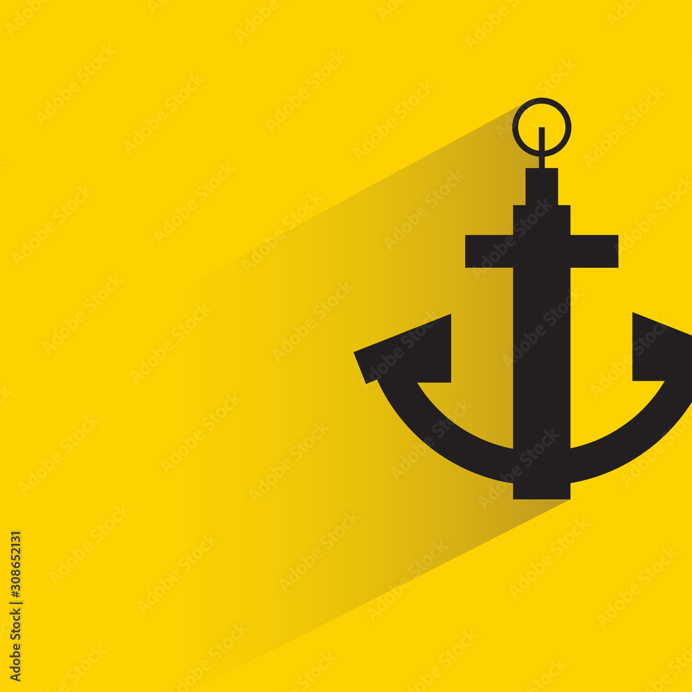 anchor with drop shadow in yellow background anchor with drop shadow in yellow background