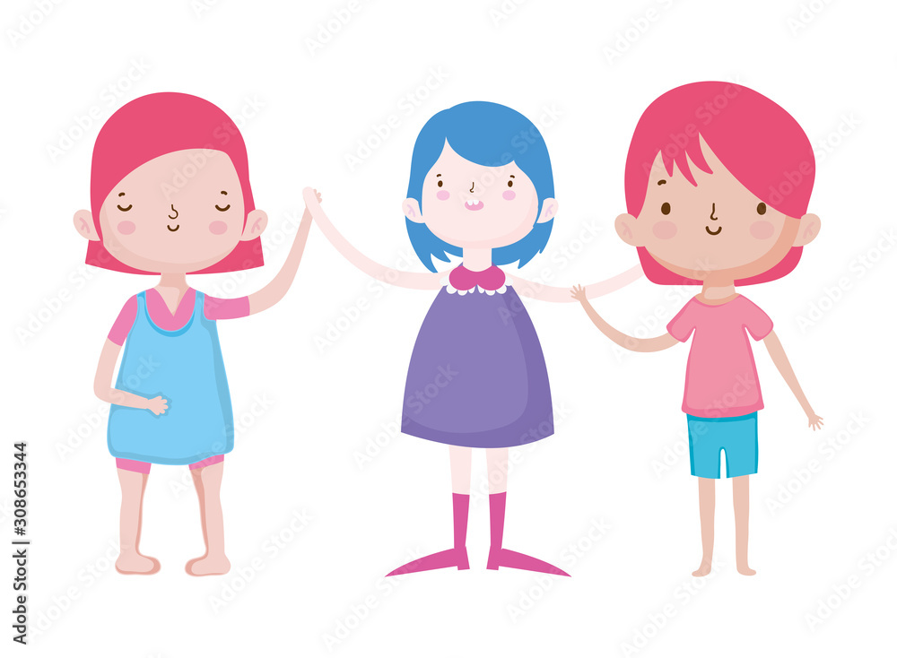 smiling group little kids cartoon characters smiling group little kids cartoon characters