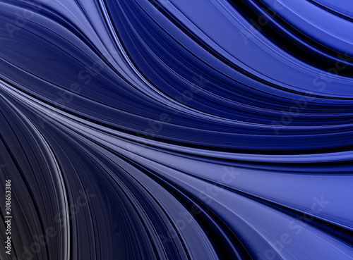 Blue abstract fractal textured background with wavy lines