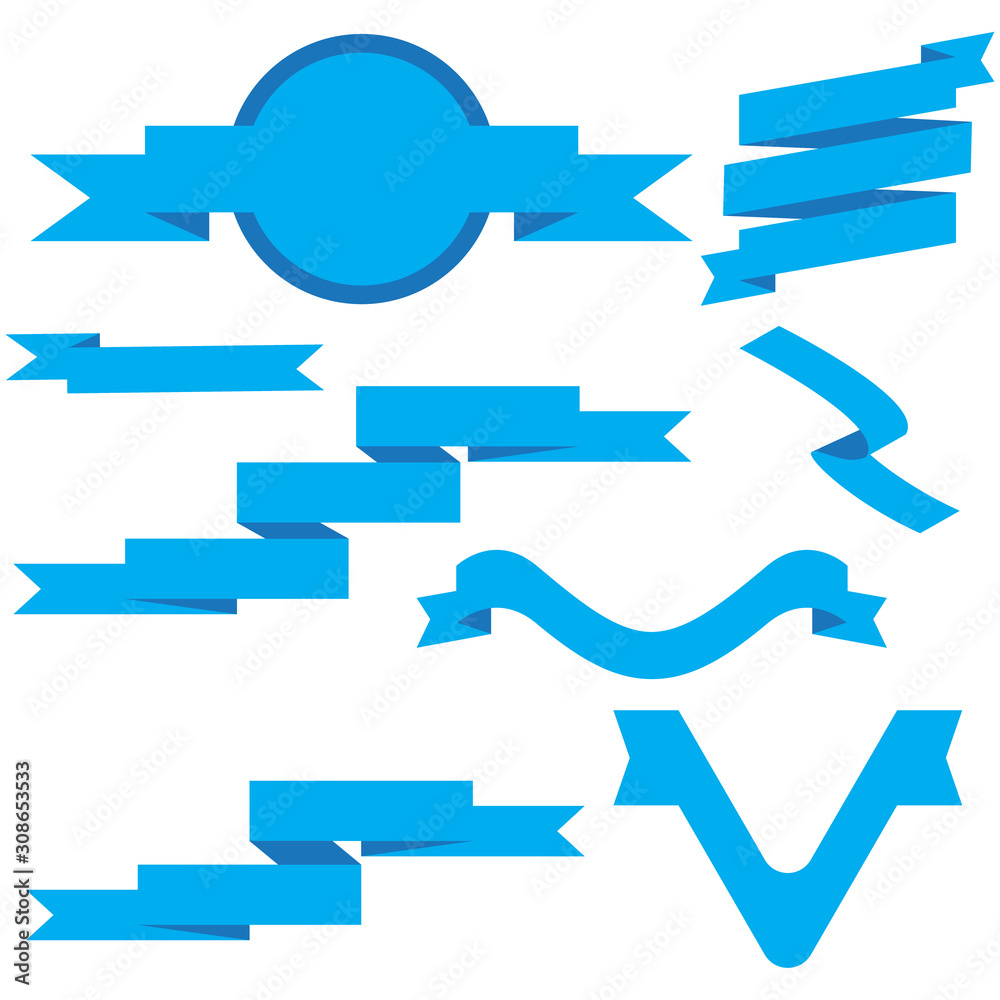 Blue Ribbon Set In Isolated For Celebration And Winner Award Banner White Background, Vector Illustration Blue Ribbon Set In Isolated For Celebration And Winner Award Banner White Background, Vector Illustration