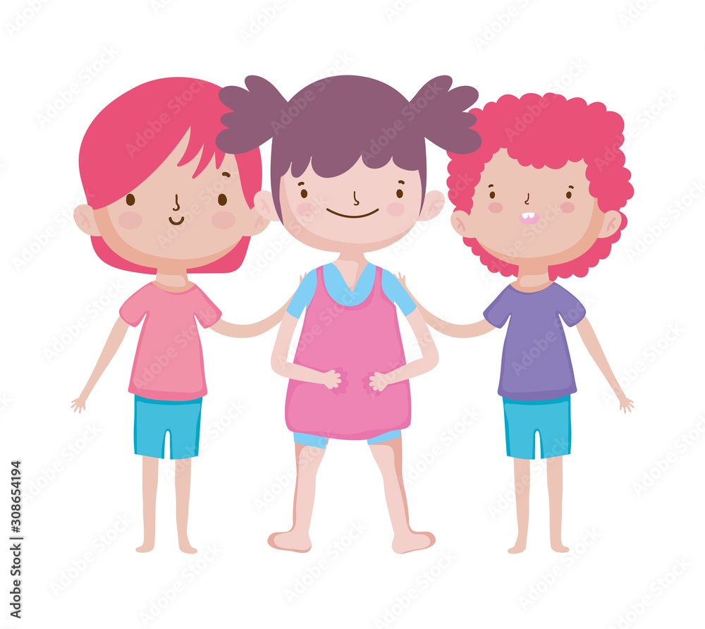 smiling group little kids cartoon characters smiling group little kids cartoon characters