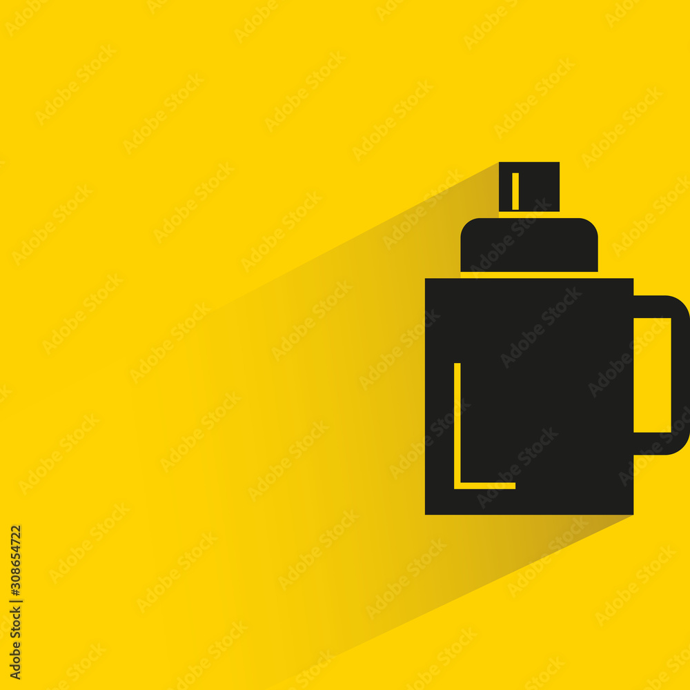 tumbler, product bottle package with drop shadow in yellow background tumbler, product bottle package with drop shadow in yellow background