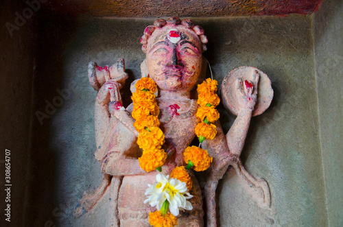 Idol of the Kala Bhairava, inside the Vitthal Rukhmini Temple, Palashi, Parner, Maharashtra, India photo