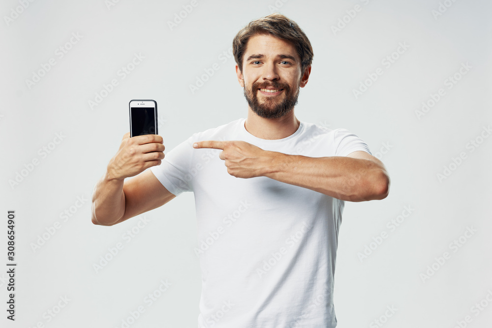 young man with mobile phone young man with mobile phone