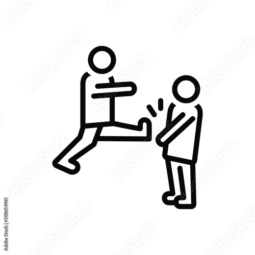 Black line icon for fighting 