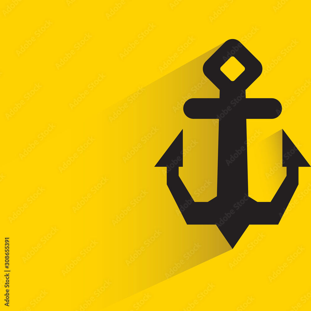 Obraz premium anchor with drop shadow in yellow background