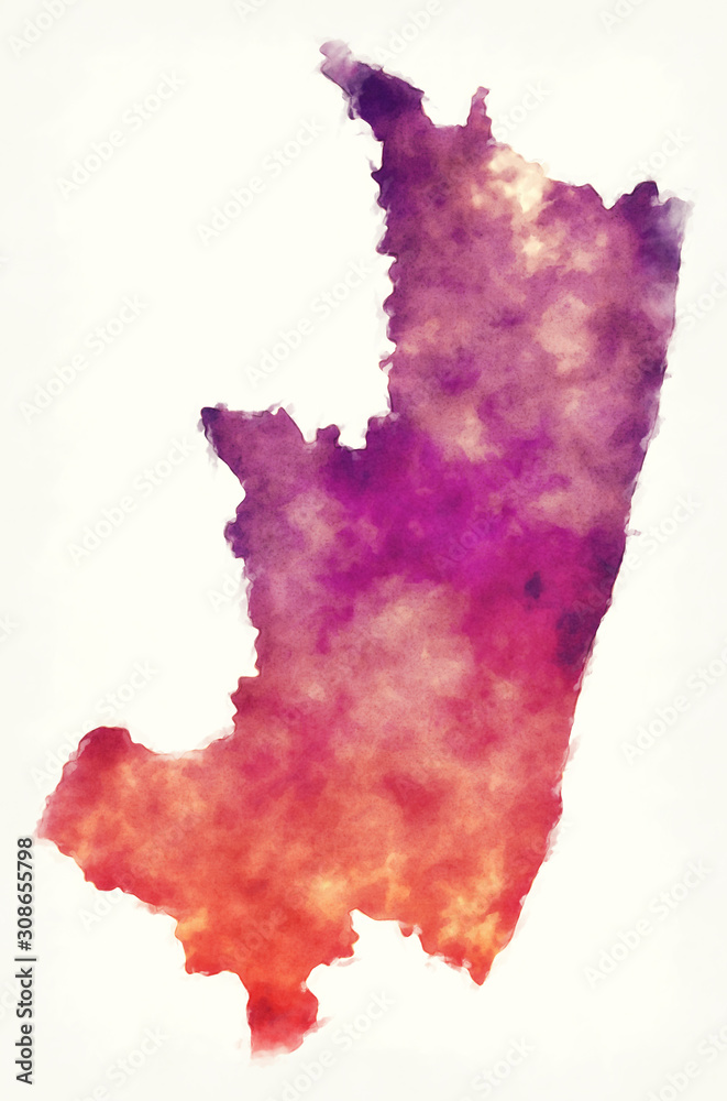 Atsimo-Atsinanana region watercolor map of Madagascar Atsimo-Atsinanana region watercolor map of Madagascar