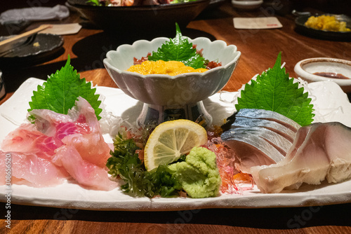 刺身 盛り合わせ （ソイ、ウニ、シメサバ）