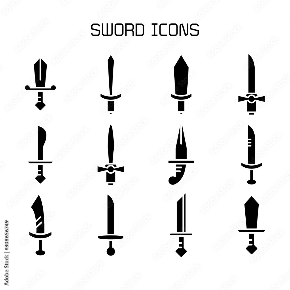 sword and rapier icons set sword and rapier icons set