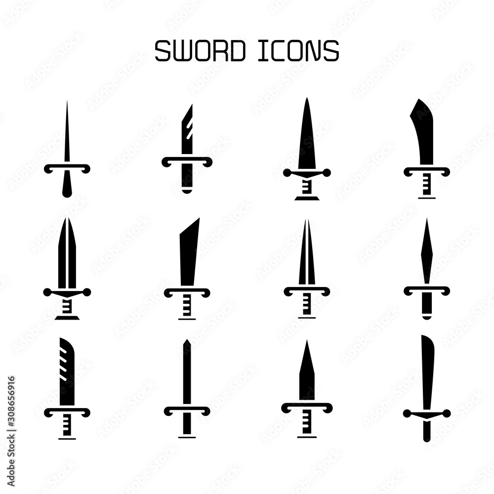 sword and rapier icons set sword and rapier icons set