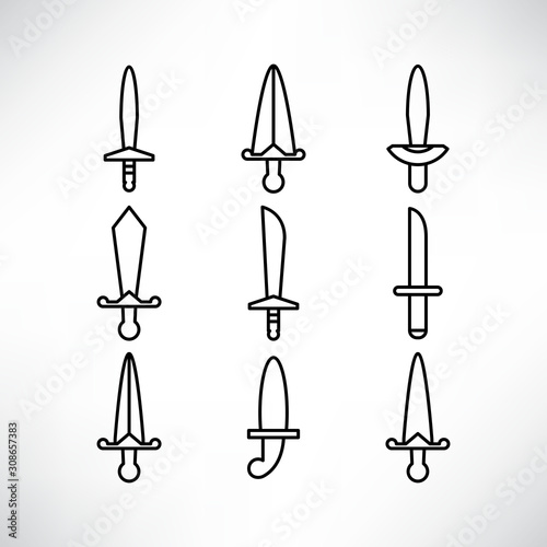 sword and rapier icons set line design