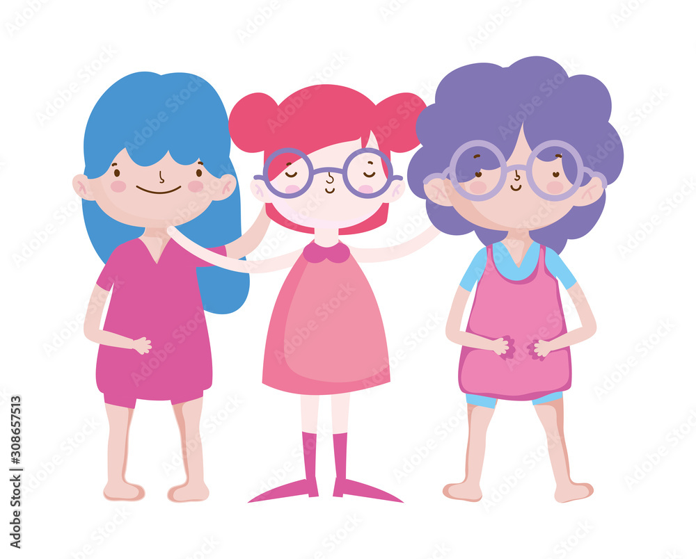 smiling group little kids cartoon characters smiling group little kids cartoon characters