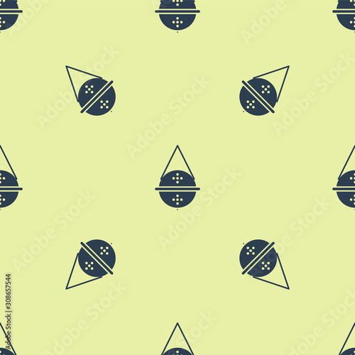 Blue Ball tea strainer icon isolated seamless pattern on yellow background. Vector Illustration