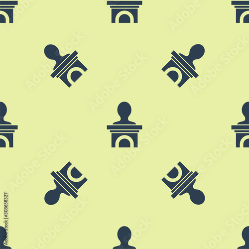 Blue Stage stand or debate podium rostrum icon isolated seamless pattern on yellow background. Conference speech tribune. Vector Illustration