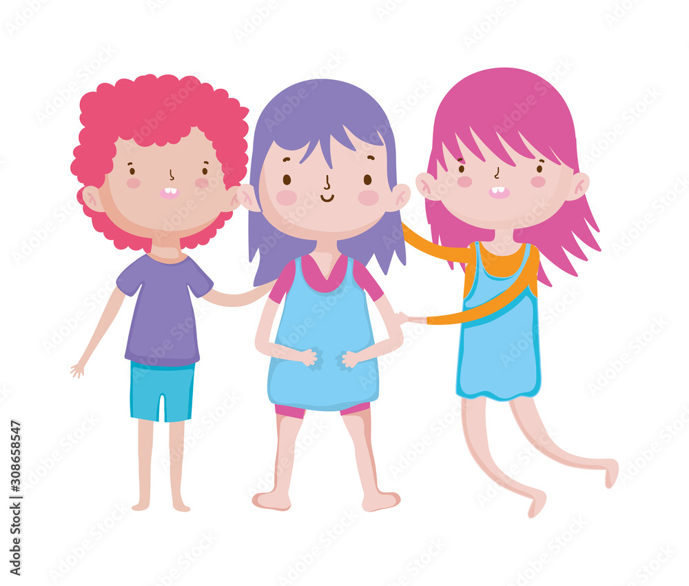 smiling group little kids cartoon characters smiling group little kids cartoon characters