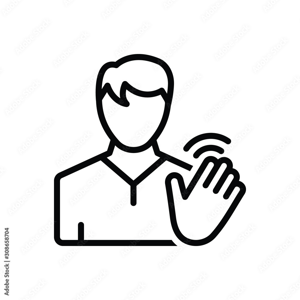 Black line icon for Hi hello Black line icon for Hi hello