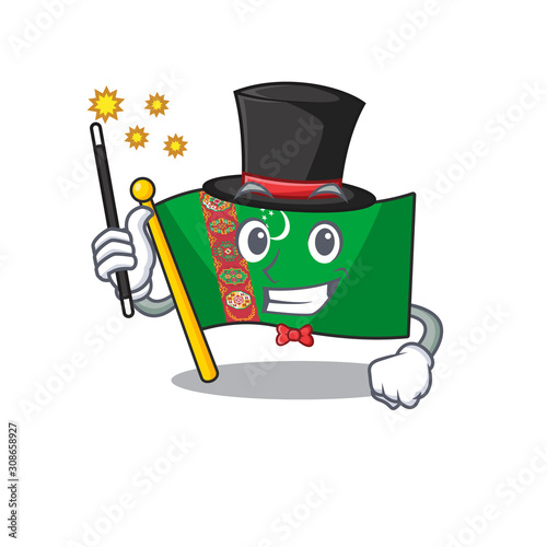 Cartoon character design of flag turkmenistan Magician style