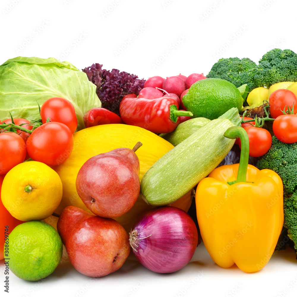 Fruits and vegetables isolated on a white background. Fruits and vegetables isolated on a white background.