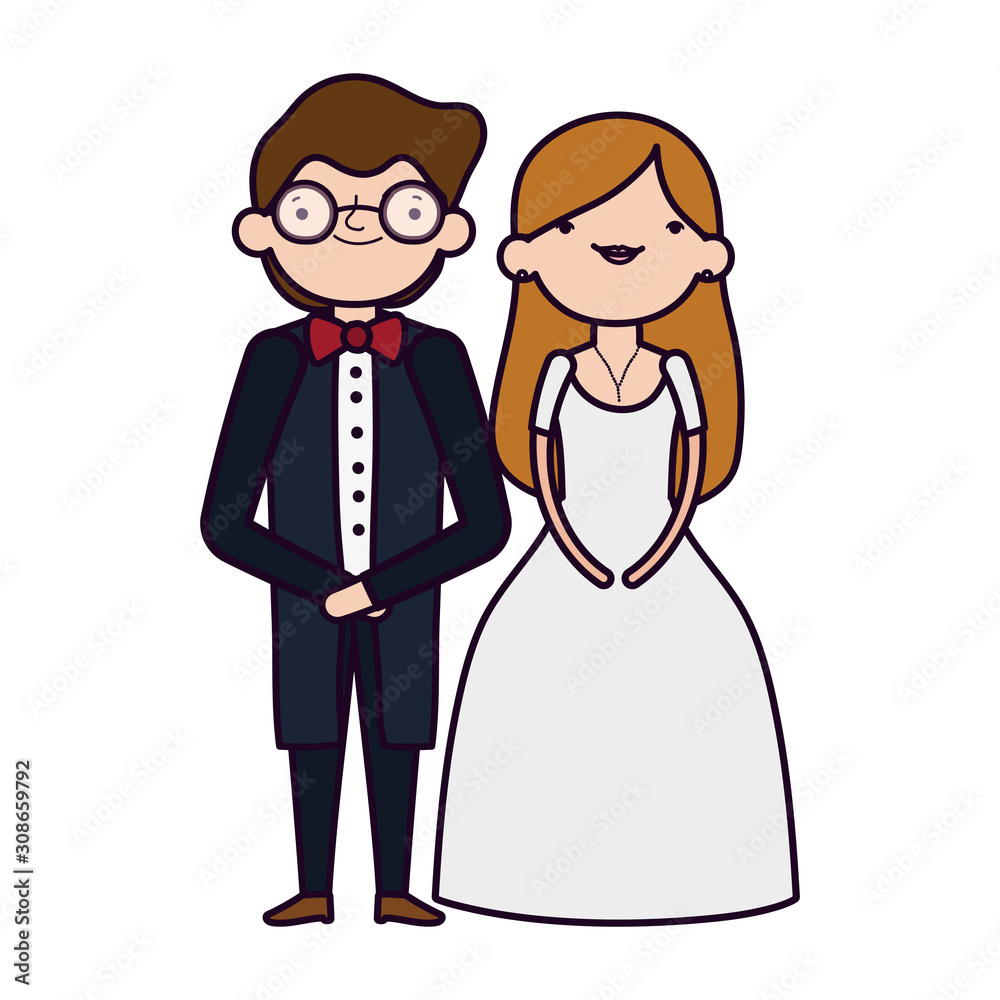 wedding couple, bride and groom in elegant suits cartoon wedding couple, bride and groom in elegant suits cartoon